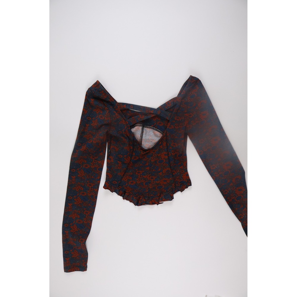 Free People Womens Top Katya Corset Navy Combo Floral Medium NWT $68 - Picture 4 of 6